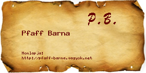 Pfaff Barna névjegykártya